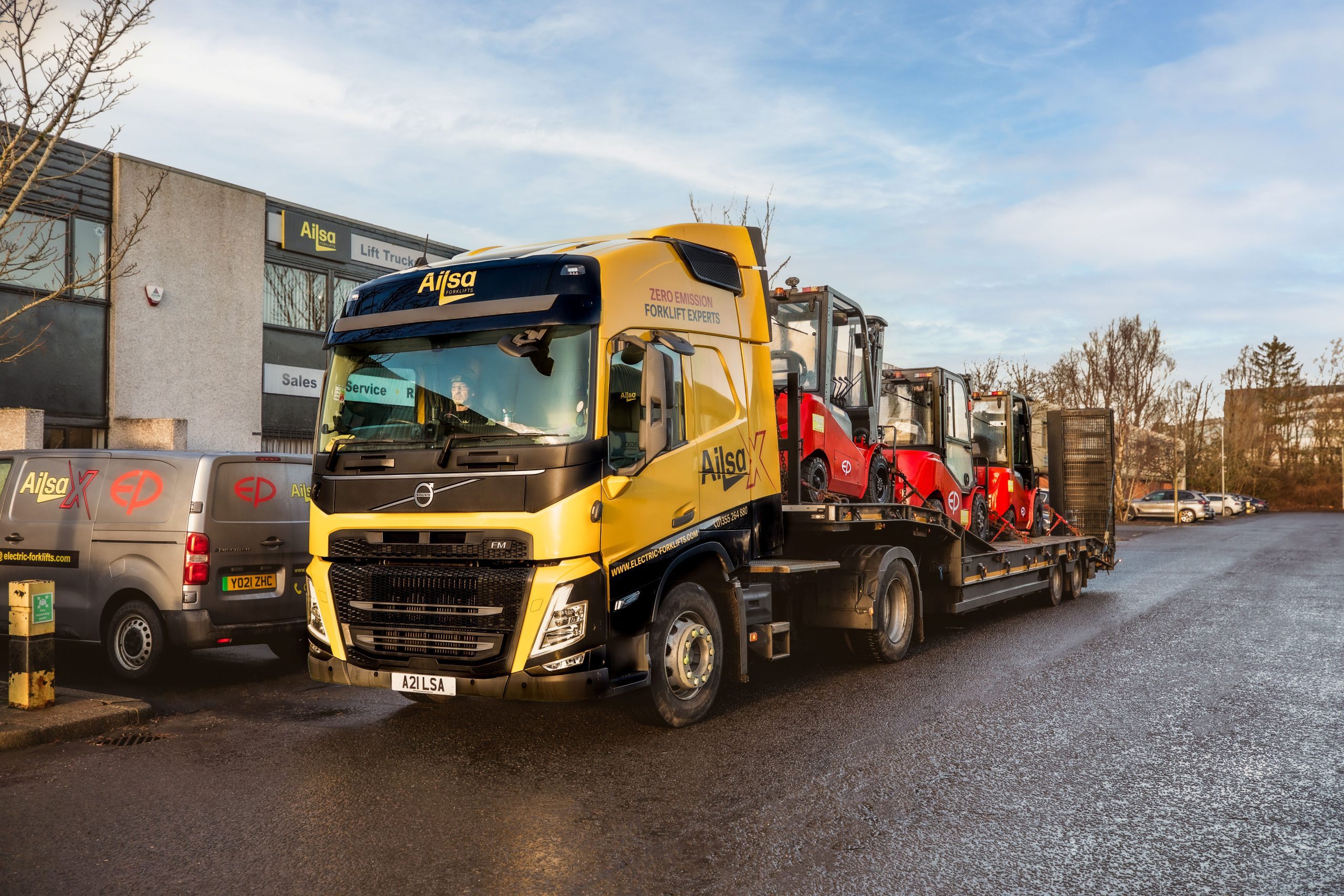 An Ailsa Machinery truck with forklifts on the back